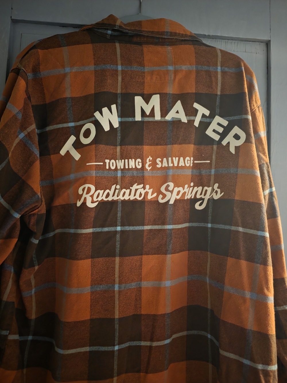 Pixar X Cakeworthy Tow Mater Radiator Springs Plaid Flannel Shirt